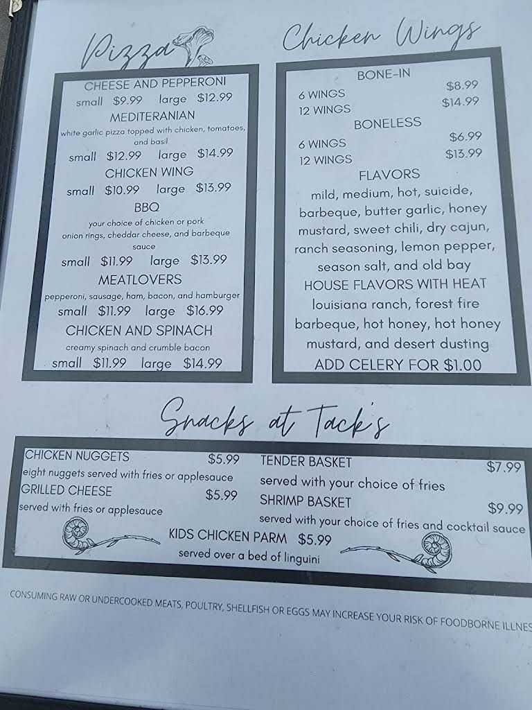 Tack's Inn Menu 3