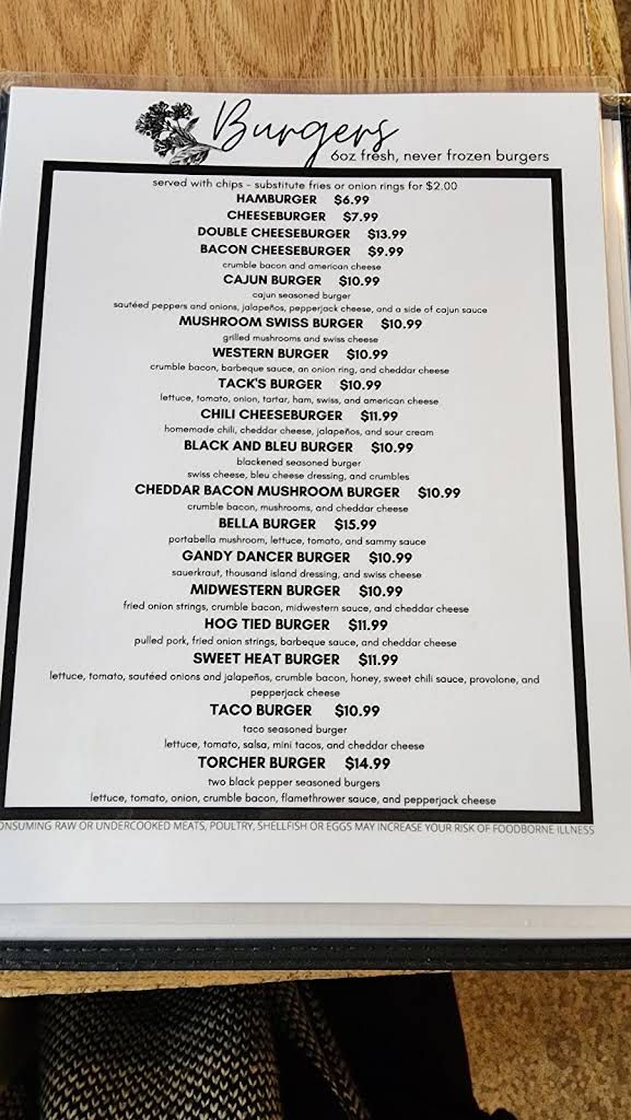 Tack's Inn Menu 8